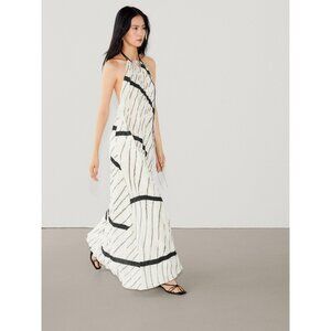 Massimo Dutti | Dresses | Massimo Dutti Womens Maxi Dress S Small Ivory  Black Striped Halter 663784 Nwt | Poshmark